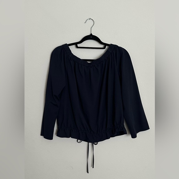 Theory Elegant Black Off-Shoulder Blouse - Picture 6 of 14